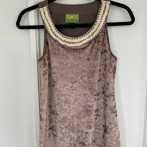 Tracy Porter Textured Velvet Top with Beaded Neckline | Color: Brown | Size: 4-6